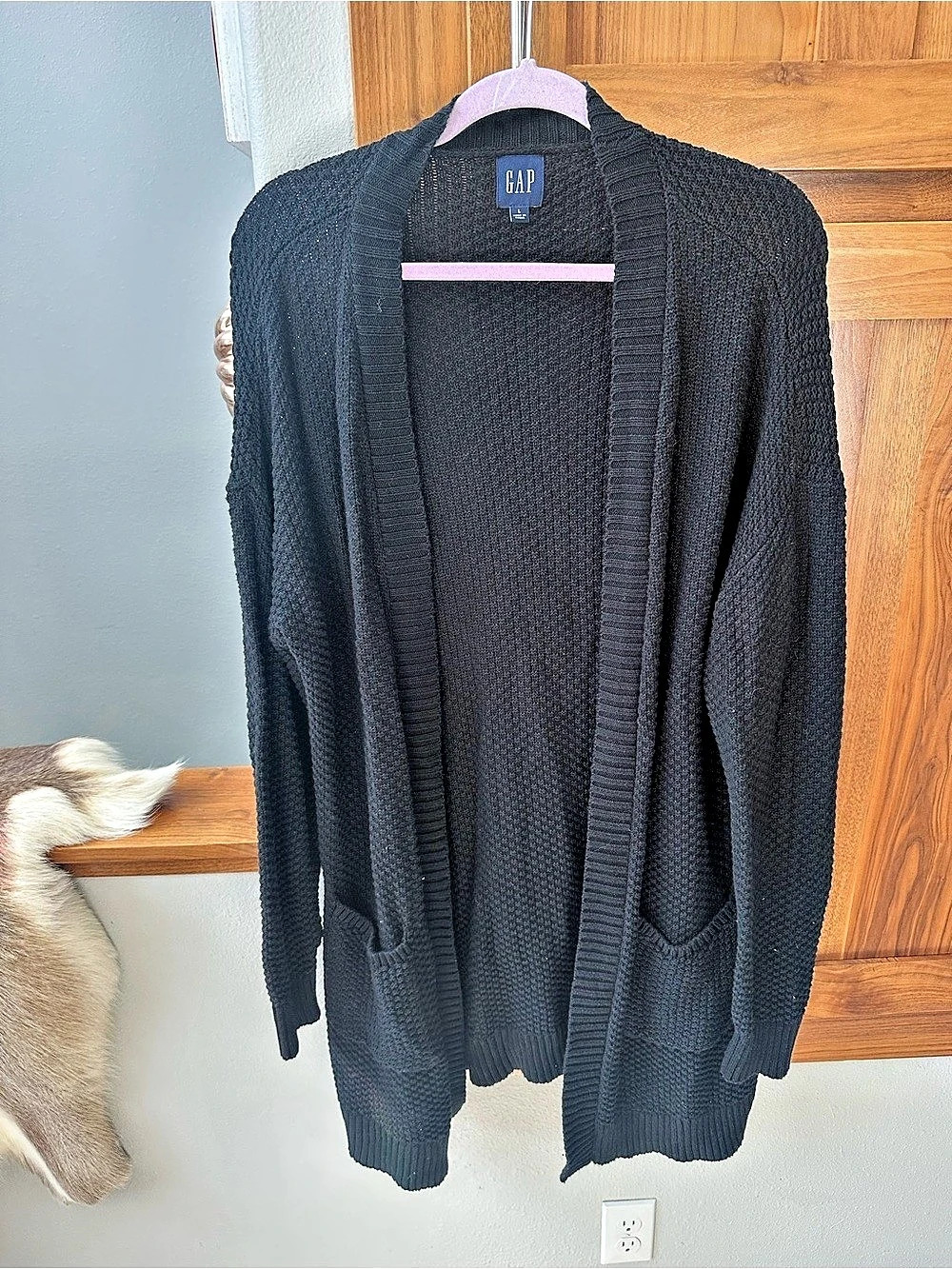 Gap Open Front Knit Cardigan Black 100% Cotton